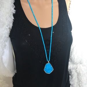Kendra Scott Beatrix Aqua Howlite Long Necklace. NWT